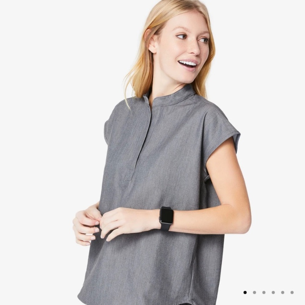 FIG Clothing Rafaela Mandarin Scrub Top Graphite XS